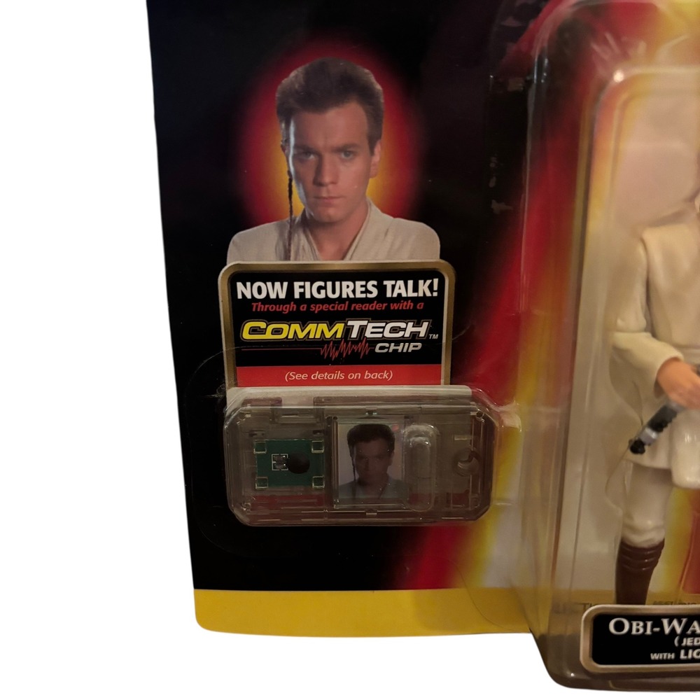 Star Wars Episode I Obi-Wan Kenobi Jedi Duel Action Figure CommTech Hasbro New - Picture 5 of 16